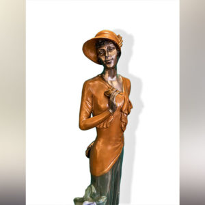 Statue femme en bronze polychrome